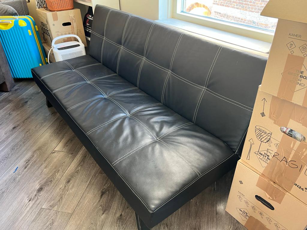 JYSK HOLSTEBRO slaapbank zwart – bedbank, Ophalen, Tweepersoons, Zwart, 140 cm