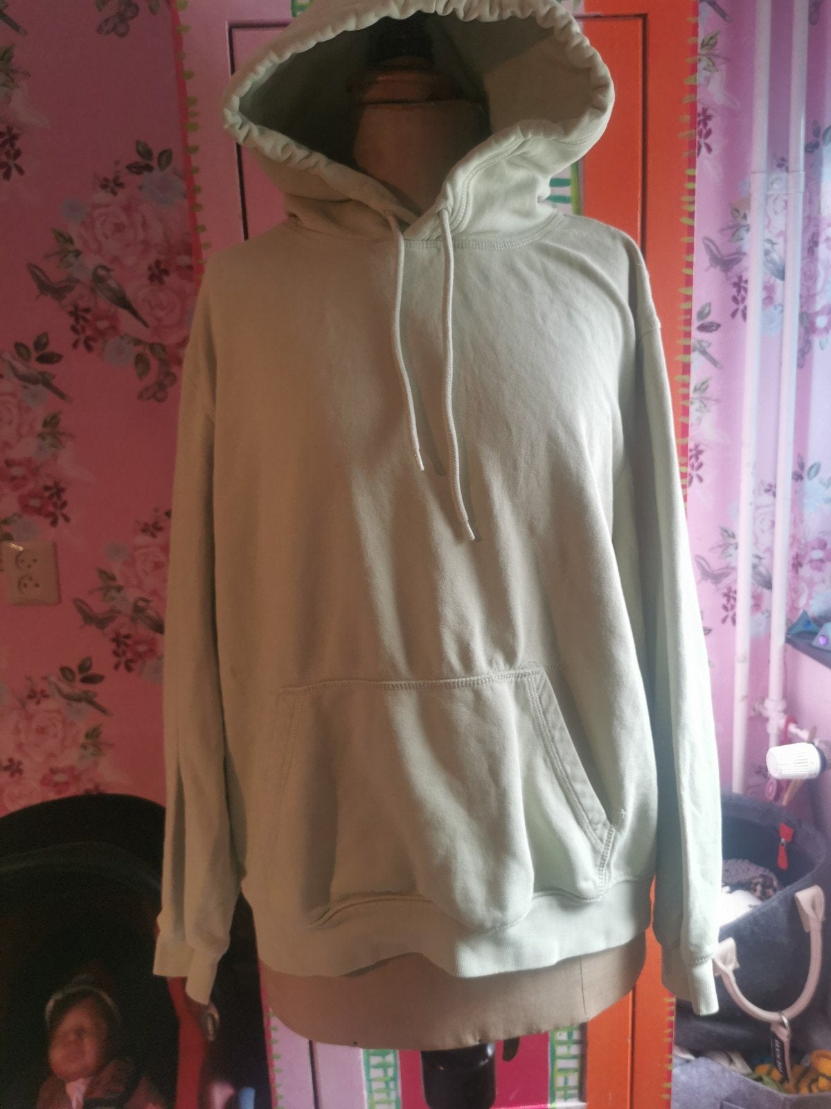 H&M Relaxed Fit Hoodie Maat L - Lichtgroen, Kleding | Dames, H&M, Maat 42/44 (L), Ophalen of Verzenden, Zo goed als nieuw