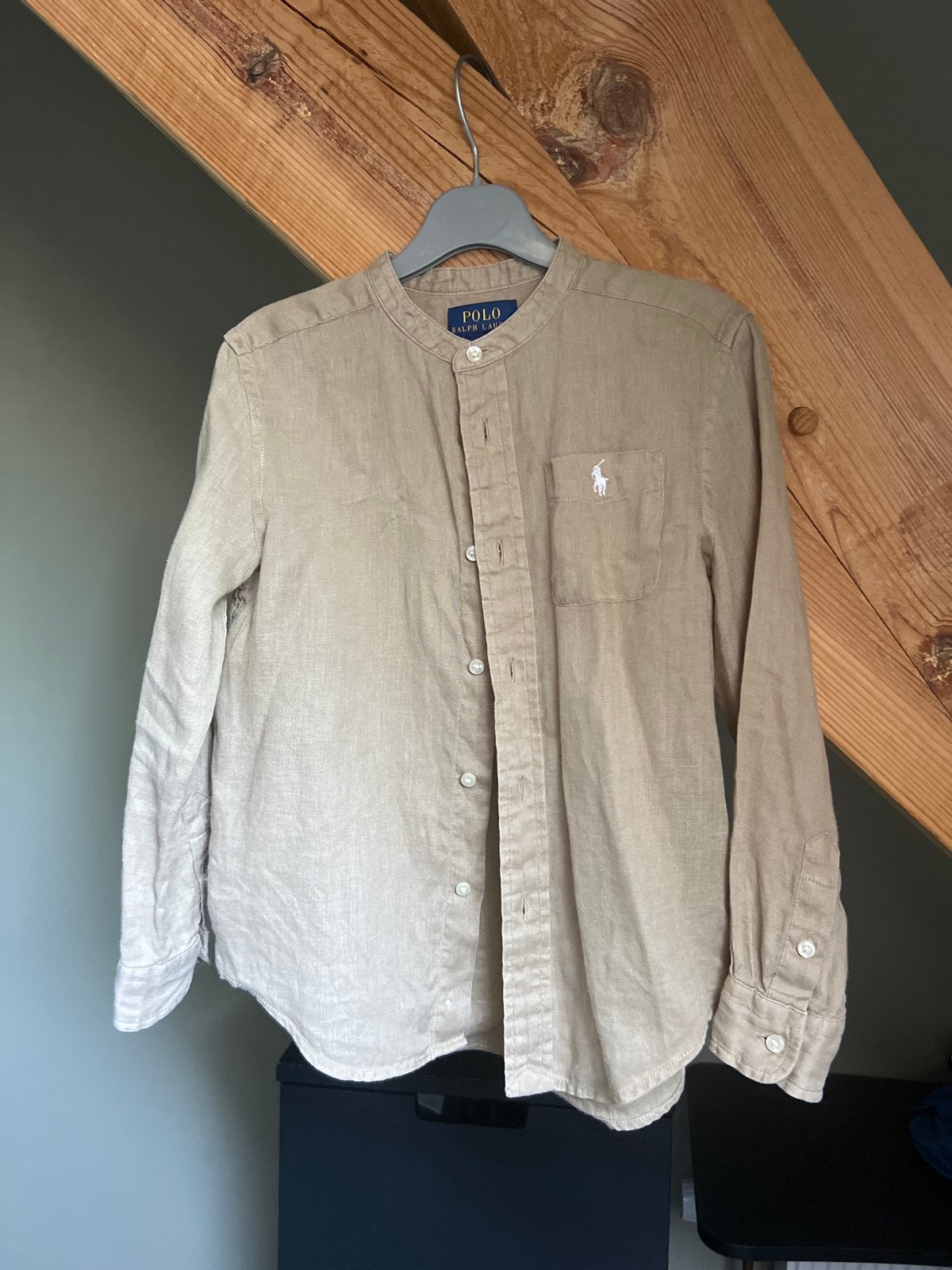 Ralph Lauren linnen overhemd Camel kleur maat 116, Ophalen of Verzenden, Gebruikt, Jongen, Overhemd of Blouse