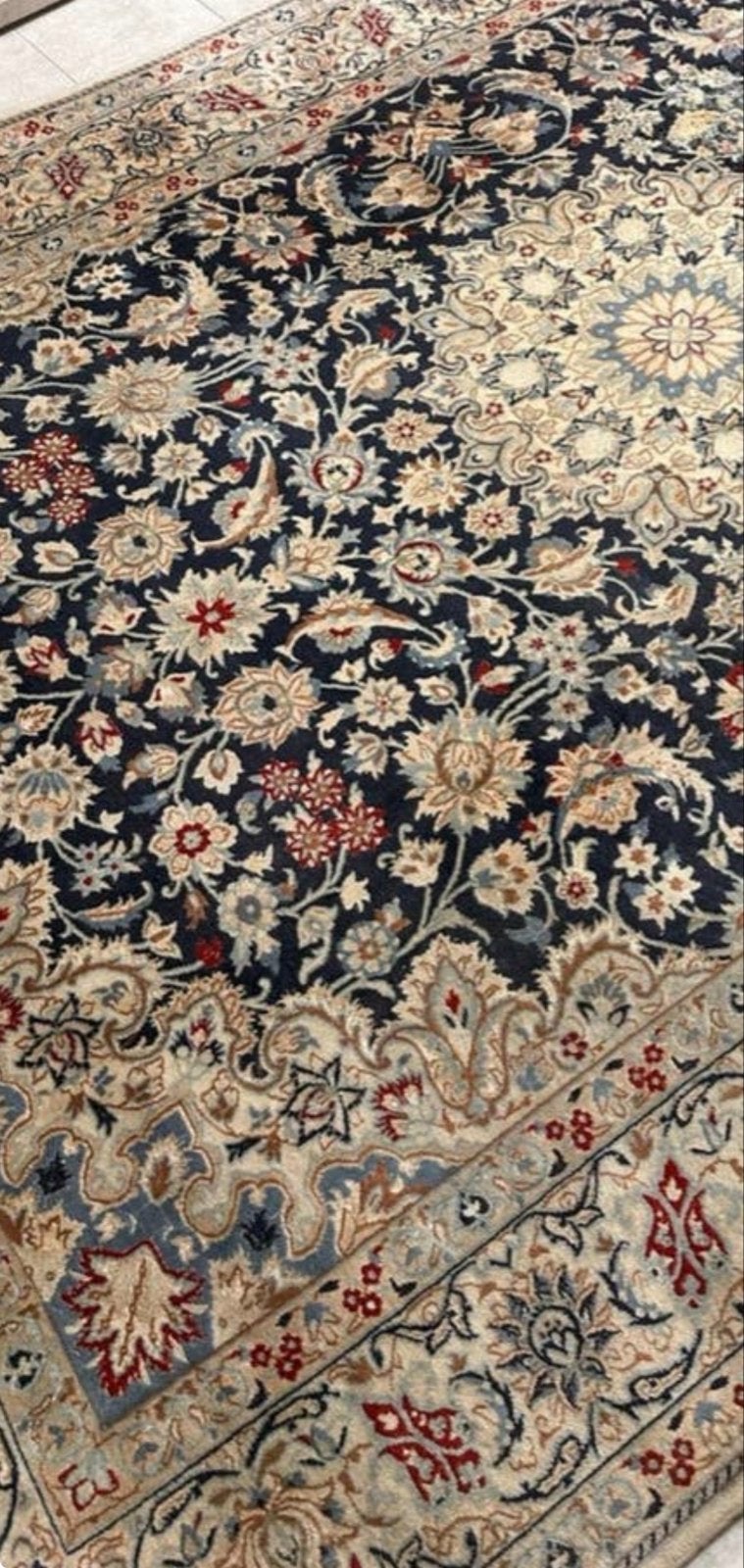 Prachtig handgemaakt Perzisch tapijt Naein (325x220cm), Huis en Inrichting, Gebruikt, Blauw, Ophalen of Verzenden, 200 cm of meer