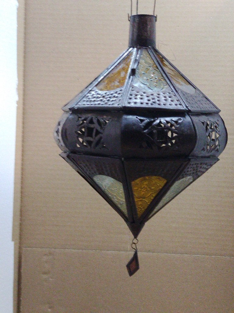 2 mooie afrikaanse hanglampen, Huis en Inrichting, Ophalen of Verzenden, Gebruikt, Glas, Overige fittingen