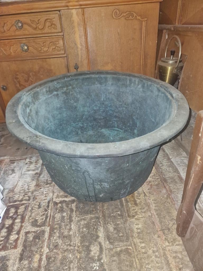 Antieke Grote Koperen Ketel - Ø 77cm, Ophalen of Verzenden, Koper