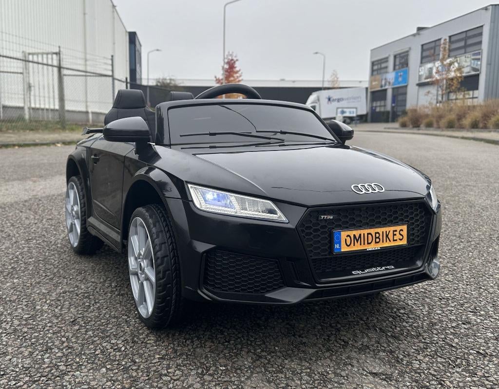 Audi TT'RS 12v zwart - RC – Leder zit – Rubberband Bleu, Ophalen of Verzenden, Nieuw, Overige typen