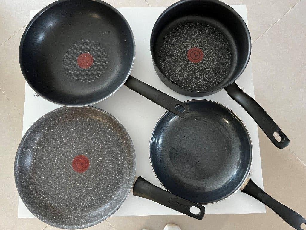 Koekenpannen 26 en 30 cm, wok en hapjespan tefal gas!, Ophalen of Verzenden, Gebruikt, Wok