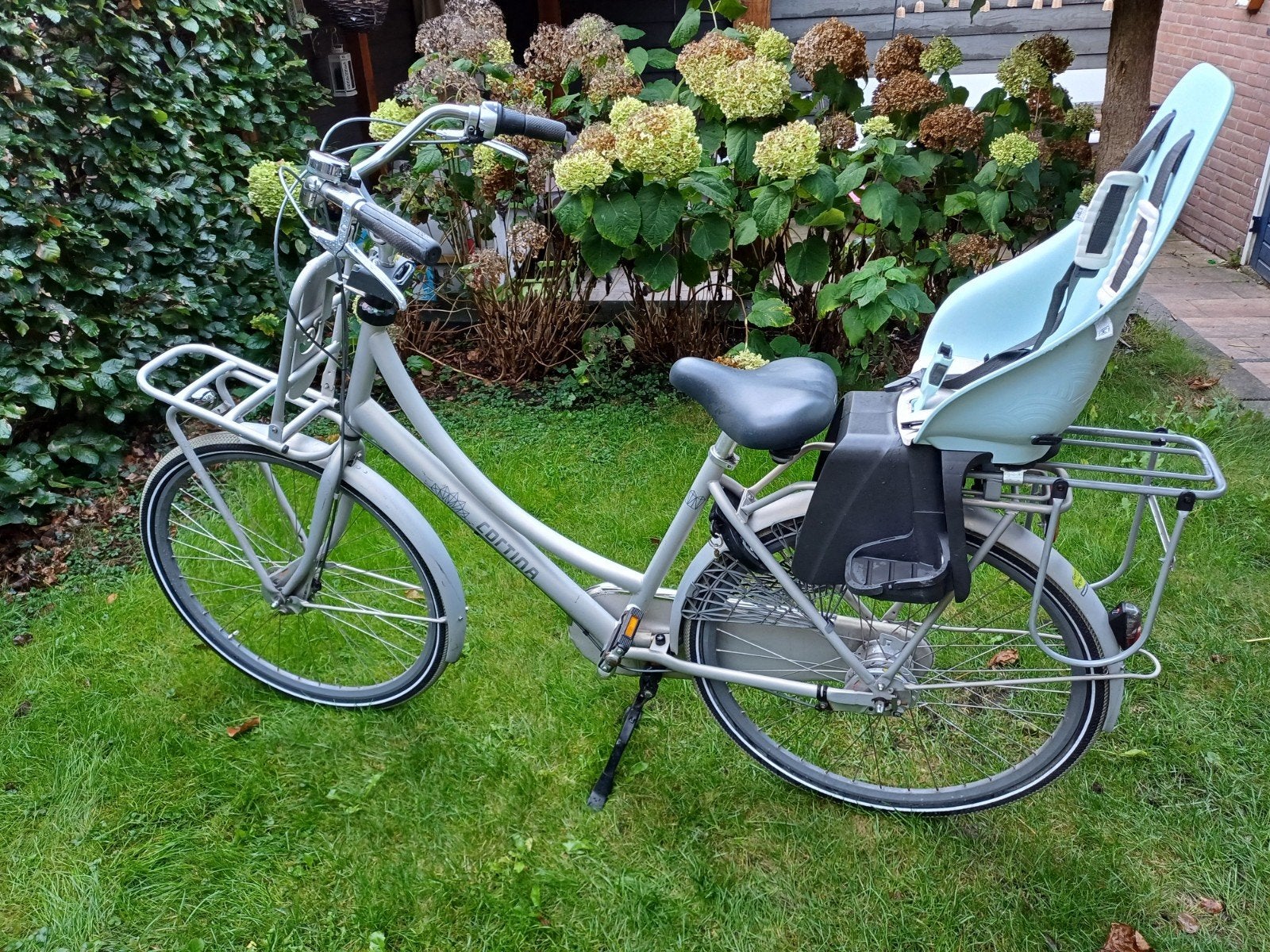 Cortina roots mamafiets eventueel met stoeltjes, 2 zitjes, Gebruikt, 47 tot 50 cm, Dubbele standaard
