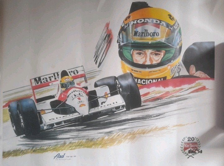 Poster 20 years motorsport Ayrton Senna ZELDZAAM, Ophalen of Verzenden, Auto's
