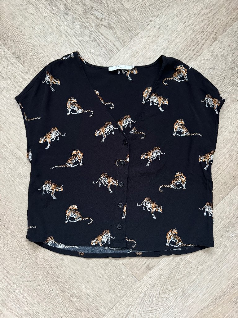 Costes blouse, maat M, panter, Maat 38/40 (M), Zwart, Ophalen of Verzenden, Zo goed als nieuw
