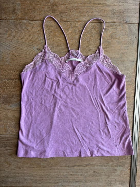 Mooi luchtig Lanius hemdje 34 met spaghettibandjes lila, Kleding | Dames, Ophalen of Verzenden, Zo goed als nieuw, Roze, Zonder mouw