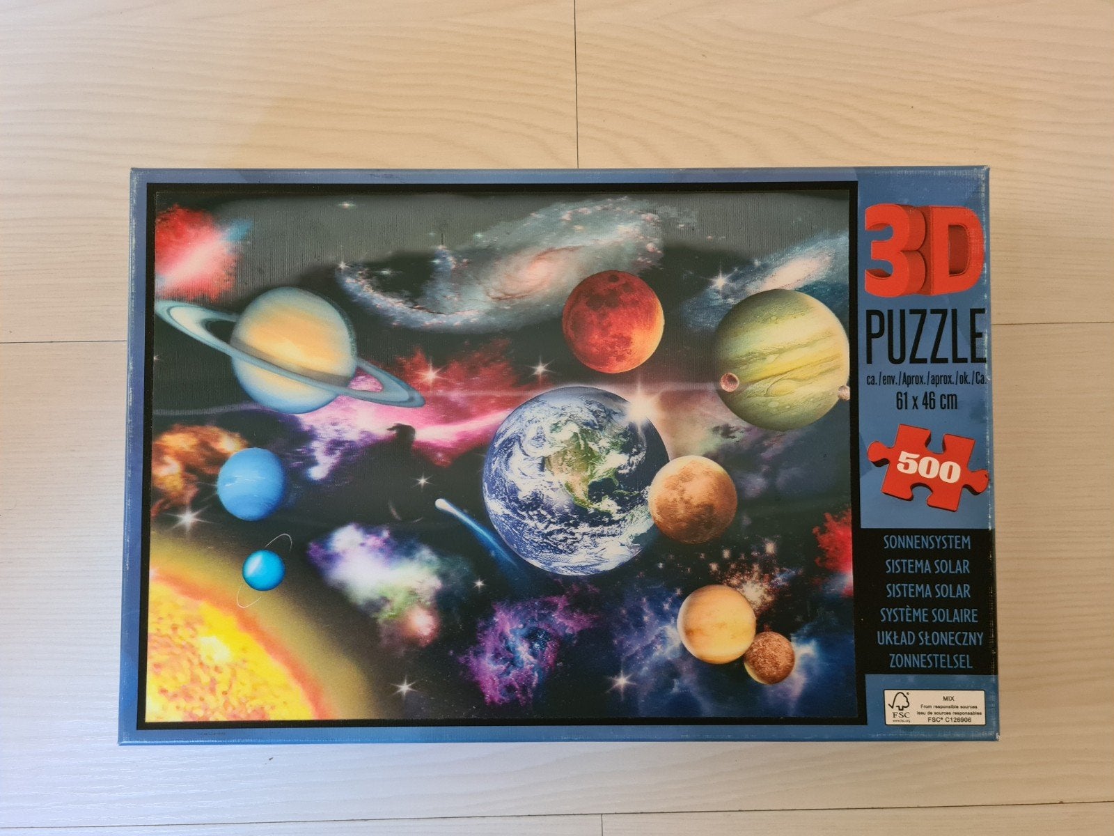 Puzzel Zonnestelsel 500 stukjes, 3D afbeelding, Ophalen, 500 t/m 1500 stukjes, Zo goed als nieuw, Legpuzzel