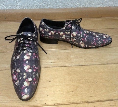 Lureaux veterschoenen maat 39 UNISEX leer bloemenprint ZGAN, Overige kleuren, Verzenden, Zo goed als nieuw, Veterschoenen