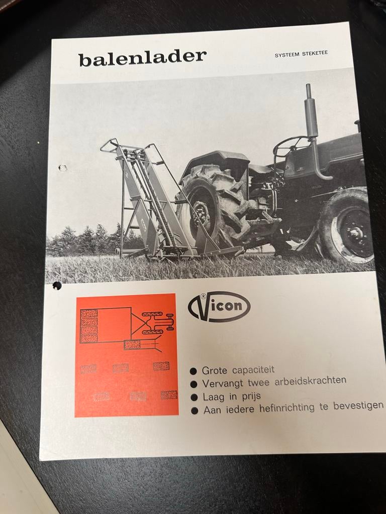 Reclamefolder Vicon balenlader Systeem Steketee jaren '60, Ophalen of Verzenden, Zo goed als nieuw, Overige typen