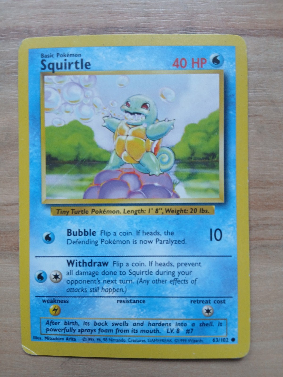 Pokémon Kaart Squirtle 63/102 (Base Set), Ophalen of Verzenden, Gebruikt, Losse kaart