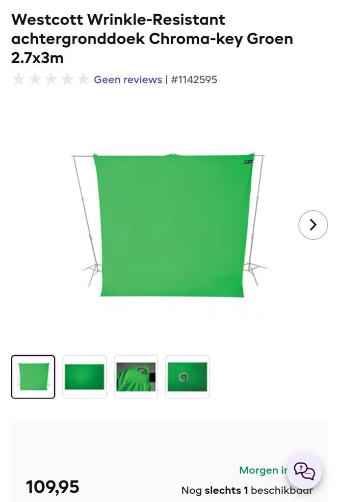 Green Screen Westcott Chroma-key GroenAchtergronddoek 2.7x3m, Ophalen of Verzenden, Zo goed als nieuw, Achtergrond