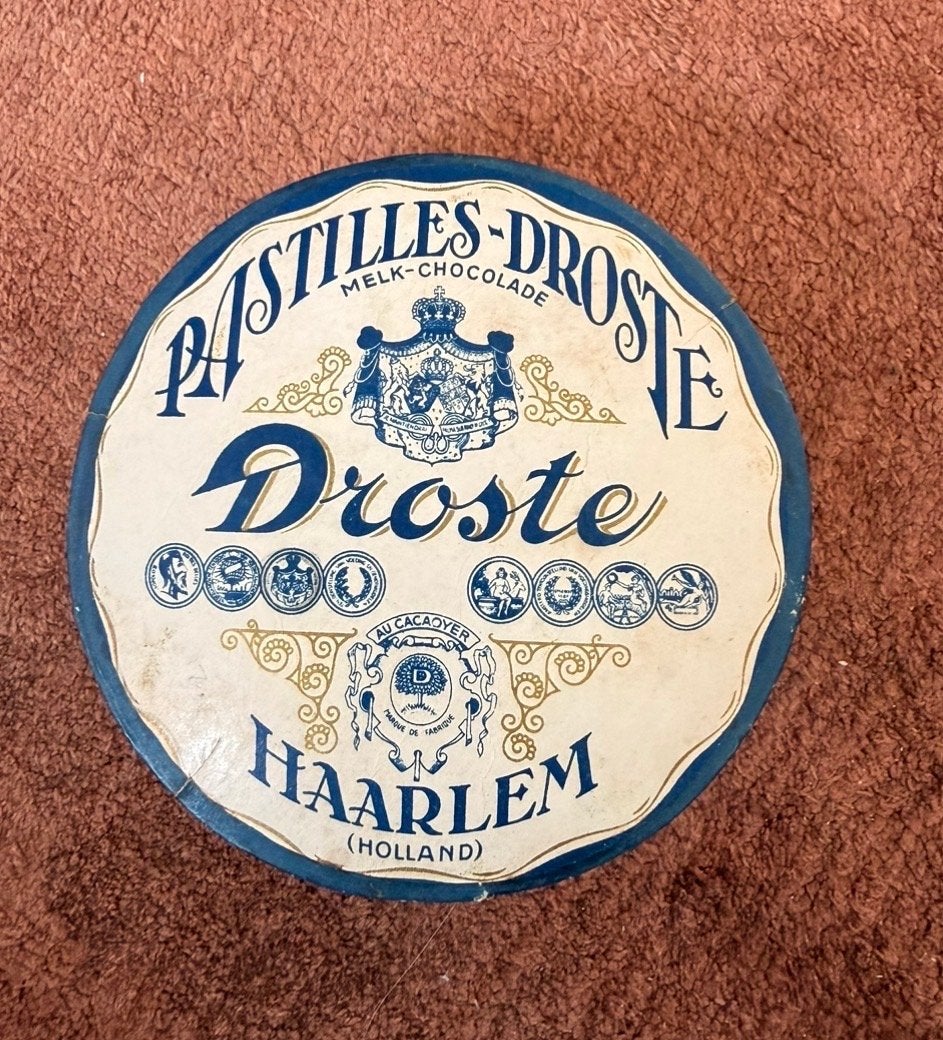 Vintage Droste Haarlem 654 Pastilles Melk-Chocolade Doosje, Verzenden, Gebruikt