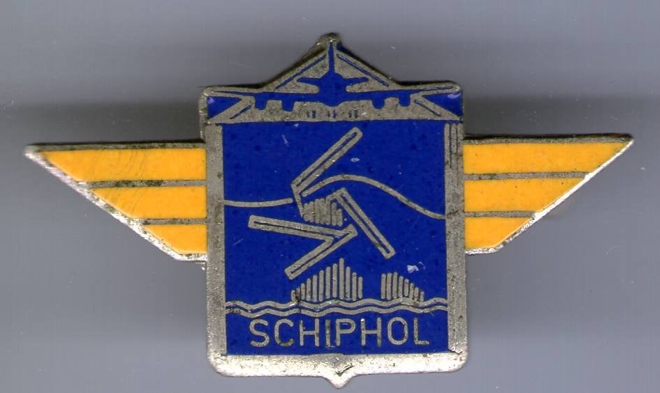 Schiphol email op zilverkl luchthaven broche ( J_116a), Verzenden, Zo goed als nieuw, Transport, Speldje of Pin