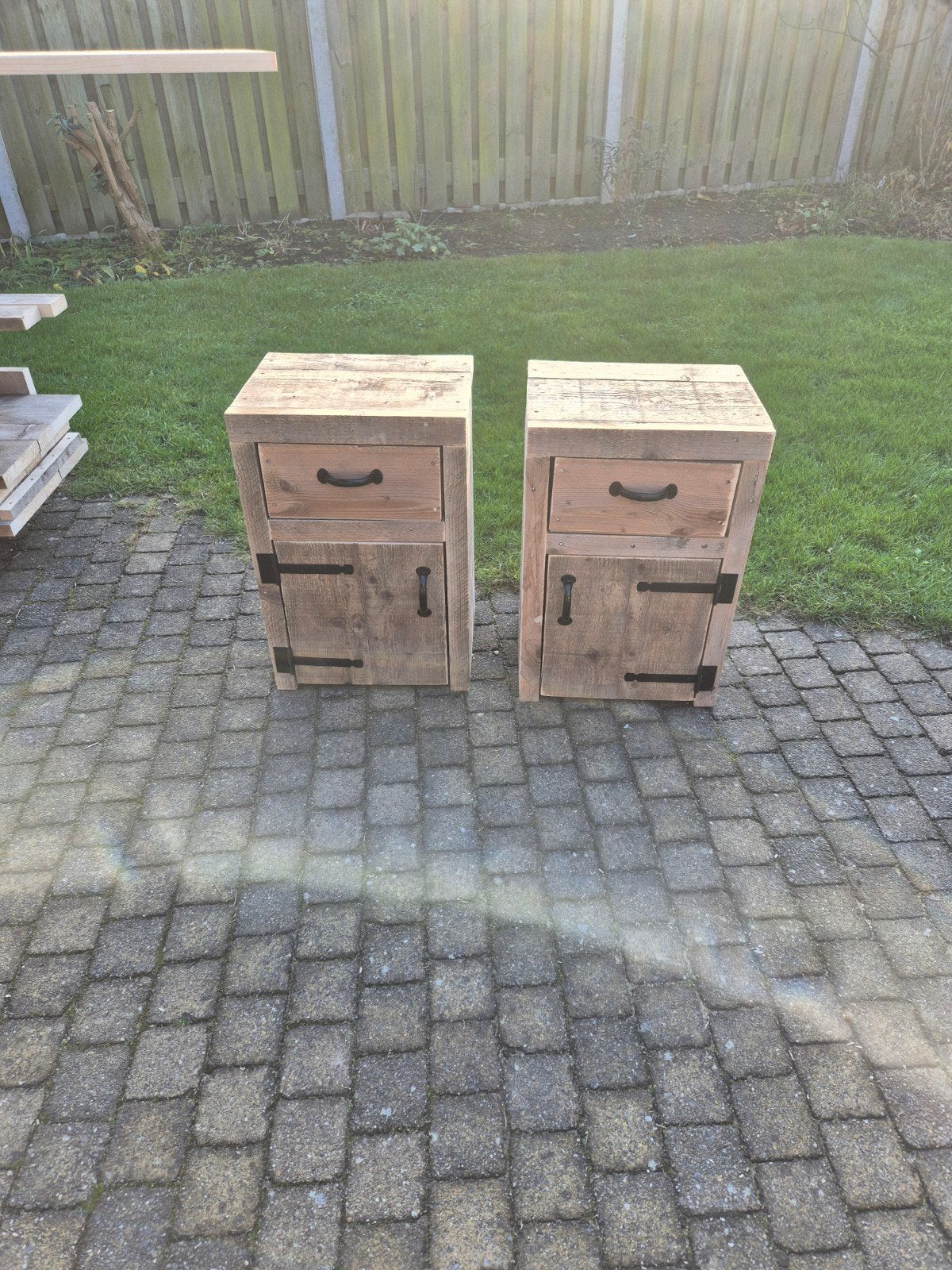 Nachtkastjes steigerhout, Ophalen, Nieuw, Minder dan 45 cm, 70 cm of meer