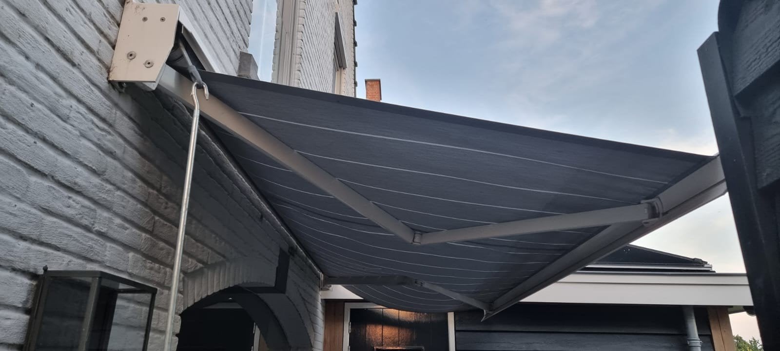 Knikarm zonnescherm, Tuin en Terras, Zonneschermen, 150 tot 300 cm, Ophalen, Zo goed als nieuw, Knikarmscherm