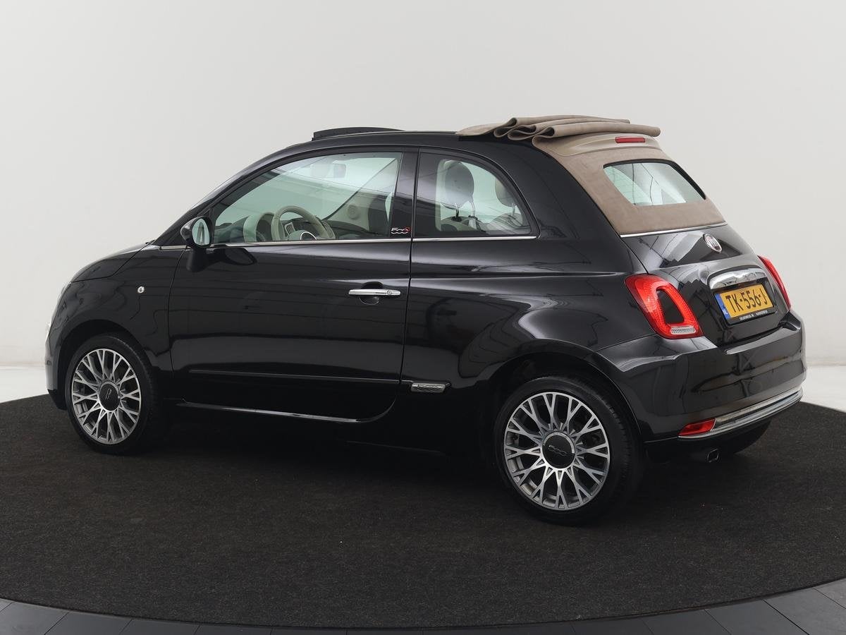 Fiat 500C 0.9 TwinAir Turbo Lounge | Navigatie | Cruise cont, Stof, Gebruikt, Cabriolet, Zwart