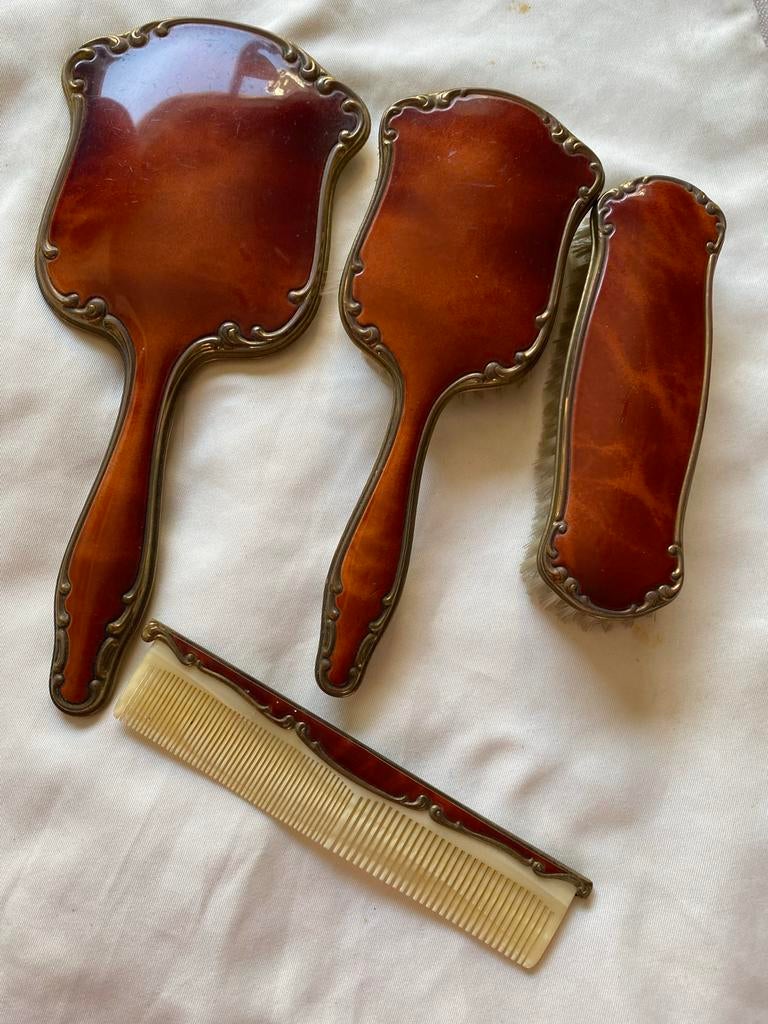 Vintage Toilettenset: Spiegels, Borstels en Kam, Ophalen of Verzenden