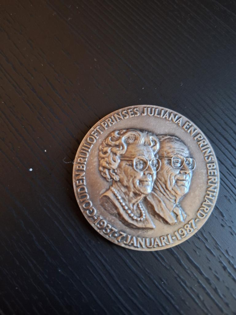 Huwelijkspenning Juliana & Bernhard 1937-1987 Zilver, Ophalen of Verzenden