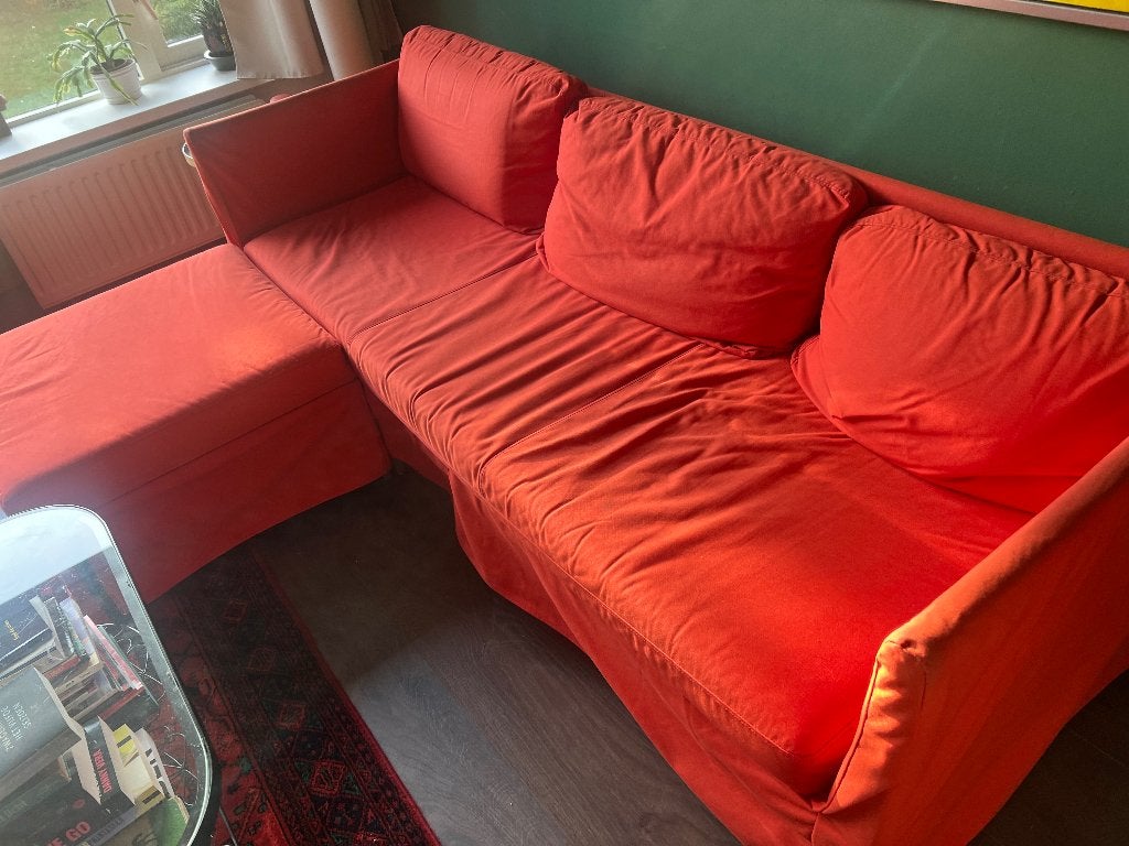 slaap/bank Ikea 2.20x0,70 Als slaapbank 2.20x1.40. Steenrood, Huis en Inrichting, Banken | Bankstellen, Gebruikt, Rechte bank