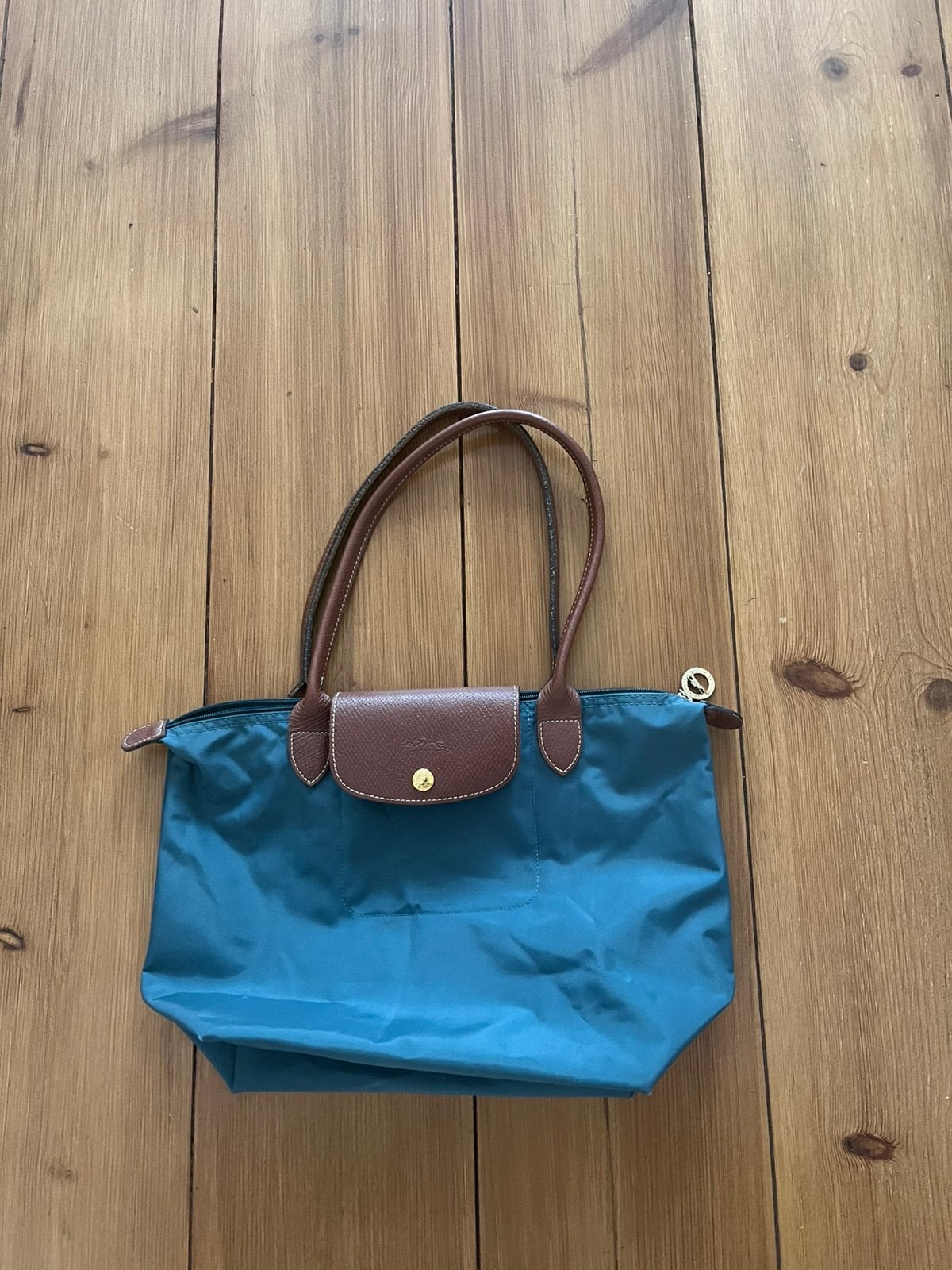 Mooie petrolkleur Pliage tas Longchamp, M, Verzenden, Blauw, Schoudertasje