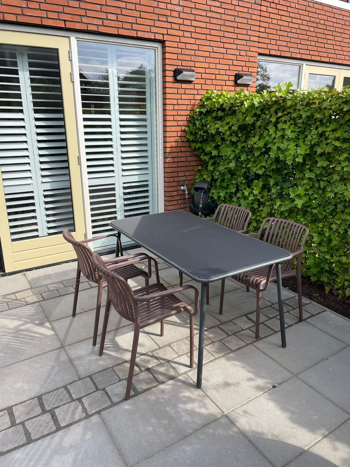 Antraciet tuintafel aluminium onderstel, Ophalen, Zo goed als nieuw, Aluminium