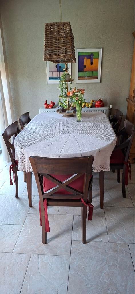 Ovale inklapbare eettafel, 6 stoelen, eethoek, Ophalen, Ovaal, 200 cm of meer, 100 tot 150 cm