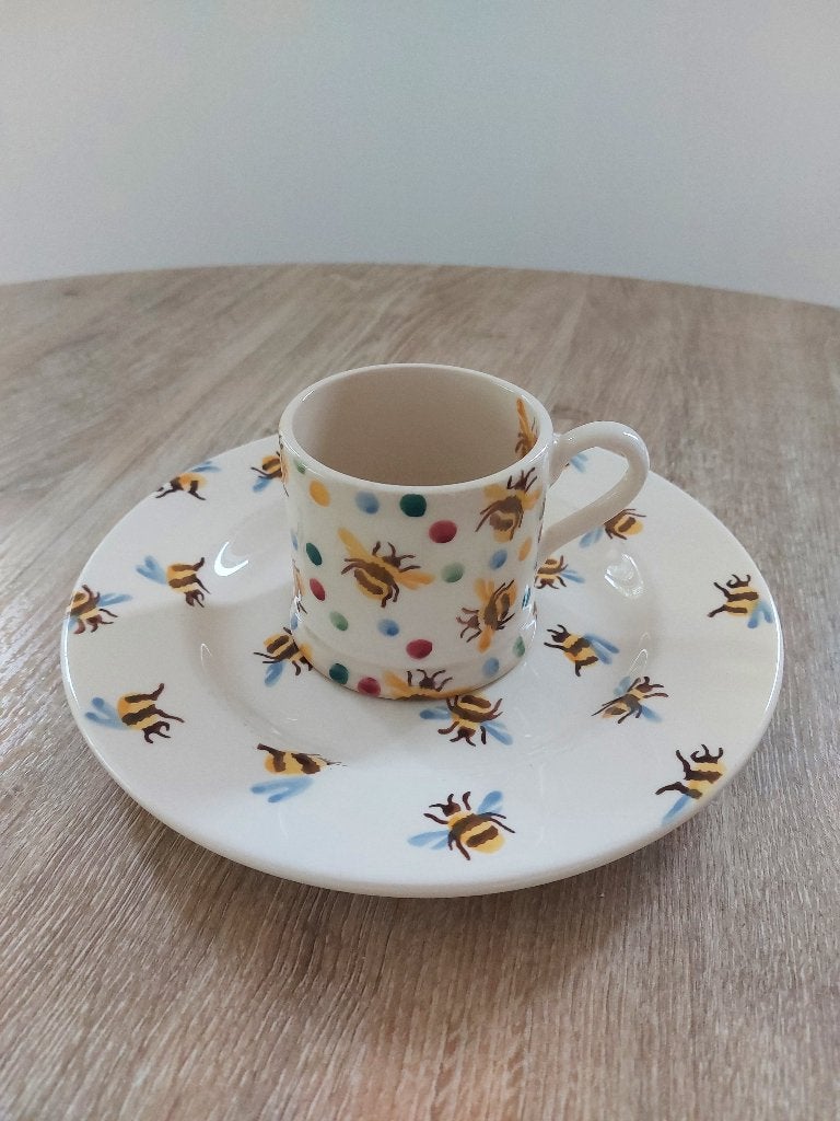 Emma Bridgewater plate en mug polka dot & bumblebee, Huis en Inrichting, Ophalen of Verzenden, Zo goed als nieuw, Emma Bridgewater