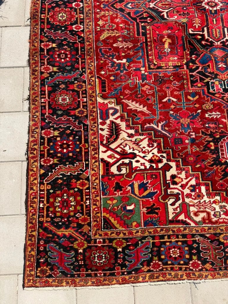 Prachtig Heriz tapijt – 345x245 cm – geometrisch meesterwerk, Wol, 200 cm of meer, Ophalen of Verzenden, Zo goed als nieuw