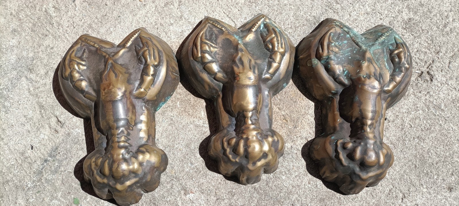 Set van 3 Antieke Bronzen kreeftvormen, Ophalen of Verzenden