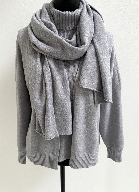 NIEUW! Max & Enjoy set trui + vest + sjaal grijs one size, Max & Enjoy, Verzenden, Nieuw, Grijs