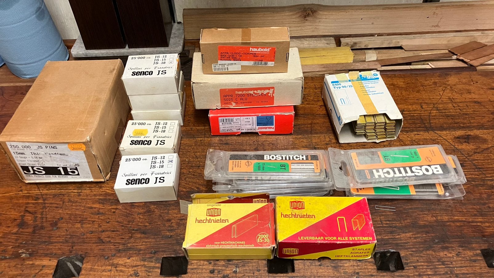 Senco/Haubold/Bostich/Bea/Union brads+ nieten, Minder dan 25 liter, Ophalen of Verzenden, Nieuw, Minder dan 200 liter/min
