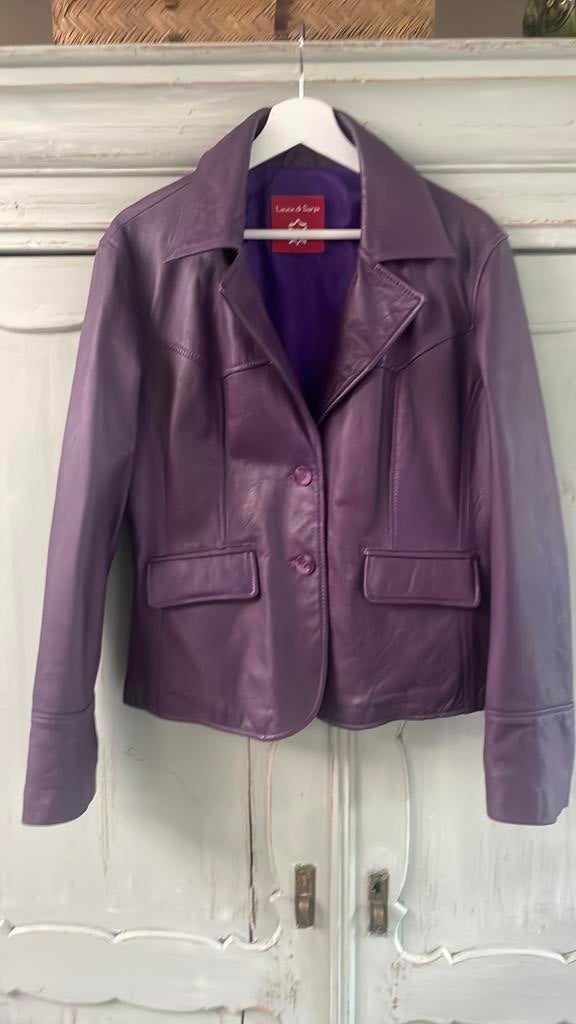 Laura di Sarpi Paarse Leren Jas - Maat 42, Kleding | Dames, Ophalen of Verzenden, Zo goed als nieuw, Maat 42/44 (L), Paars