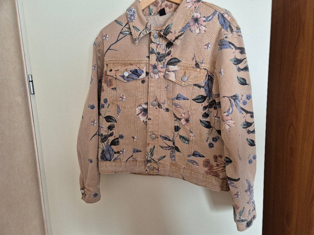 Dazy denim jack spijkerjas ecru bloemen XL nieuw, Beige, Maat 46/48 (XL) of groter, Nieuw, Ophalen of Verzenden