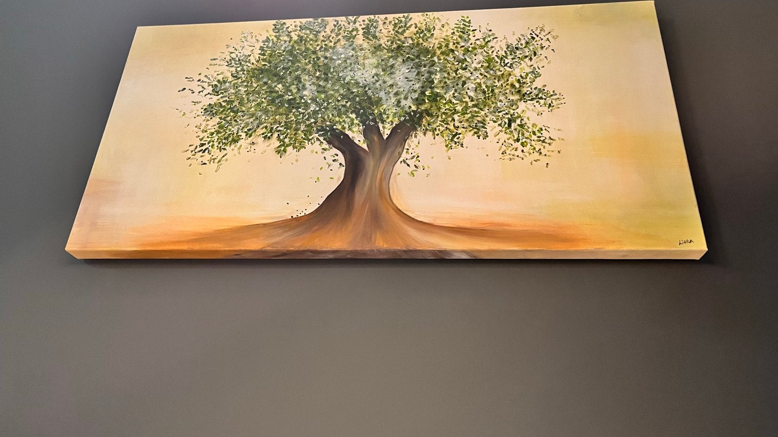 Handgemaakt schilderij: Olijfboom op canvas, Ophalen