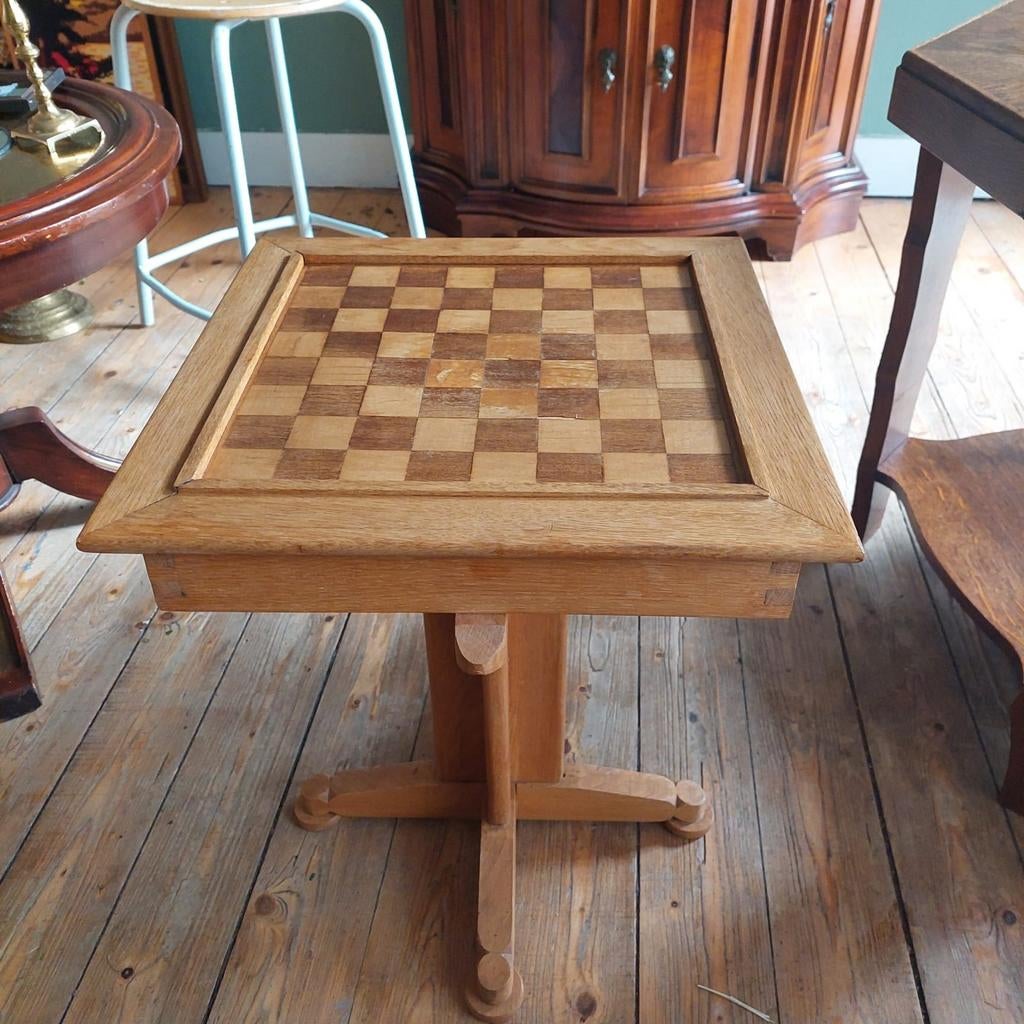Lucky Vintage Handgemaakt houten schaaktafeltje, Ophalen, Gebruikt, ., .