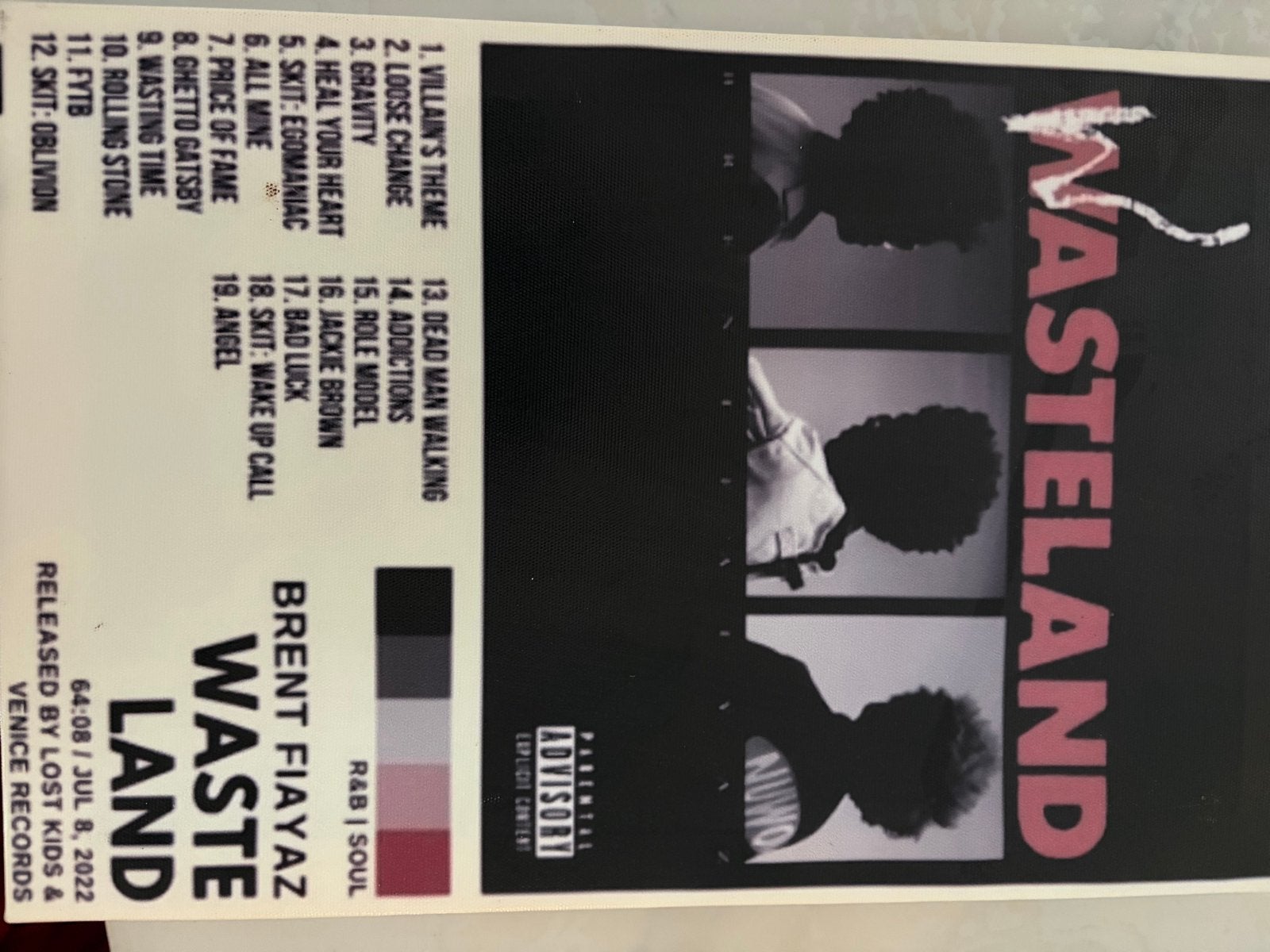 Brent Faiyaz Wasteland Poster - Perfect voor je slaapkamer, Meerkleurig, Nieuw, Ophalen of Verzenden, Modern