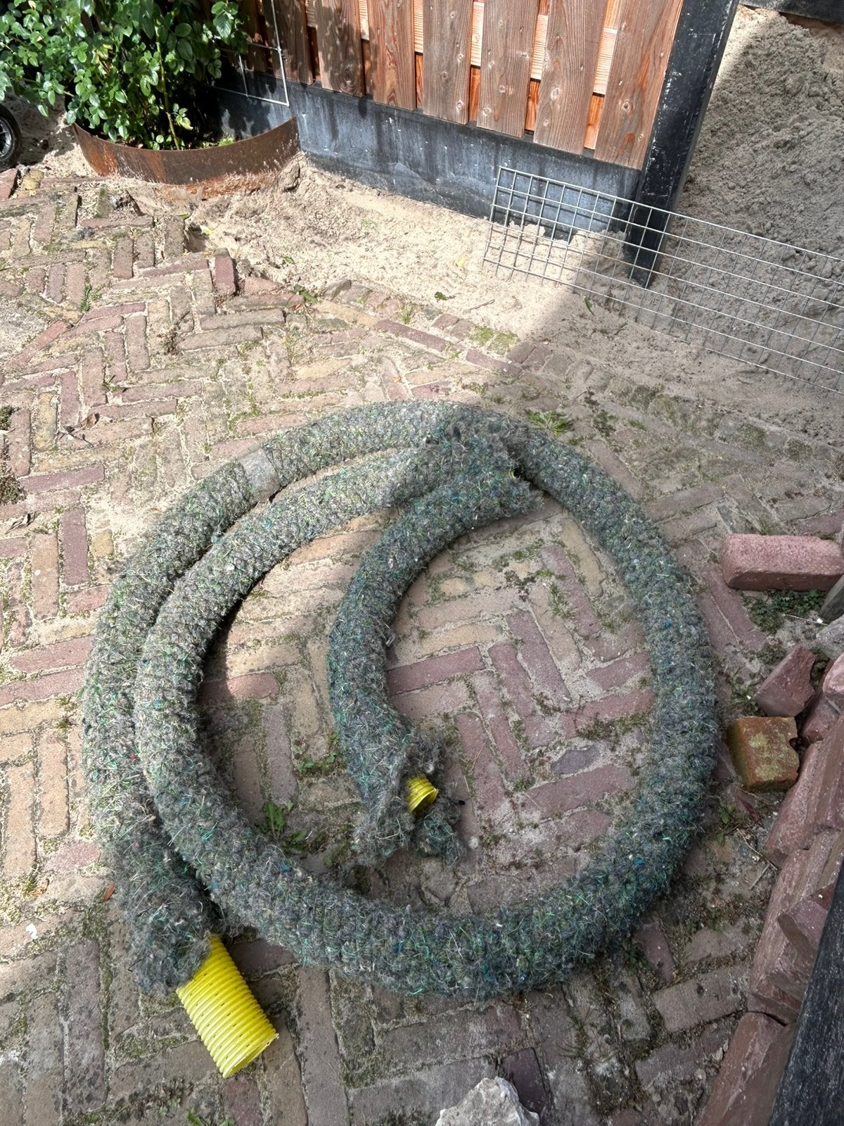 Kunststof drainage slang met koppel- en y stukken, Ophalen, Gebruikt, 4 tot 6 meter, 80 mm of meer
