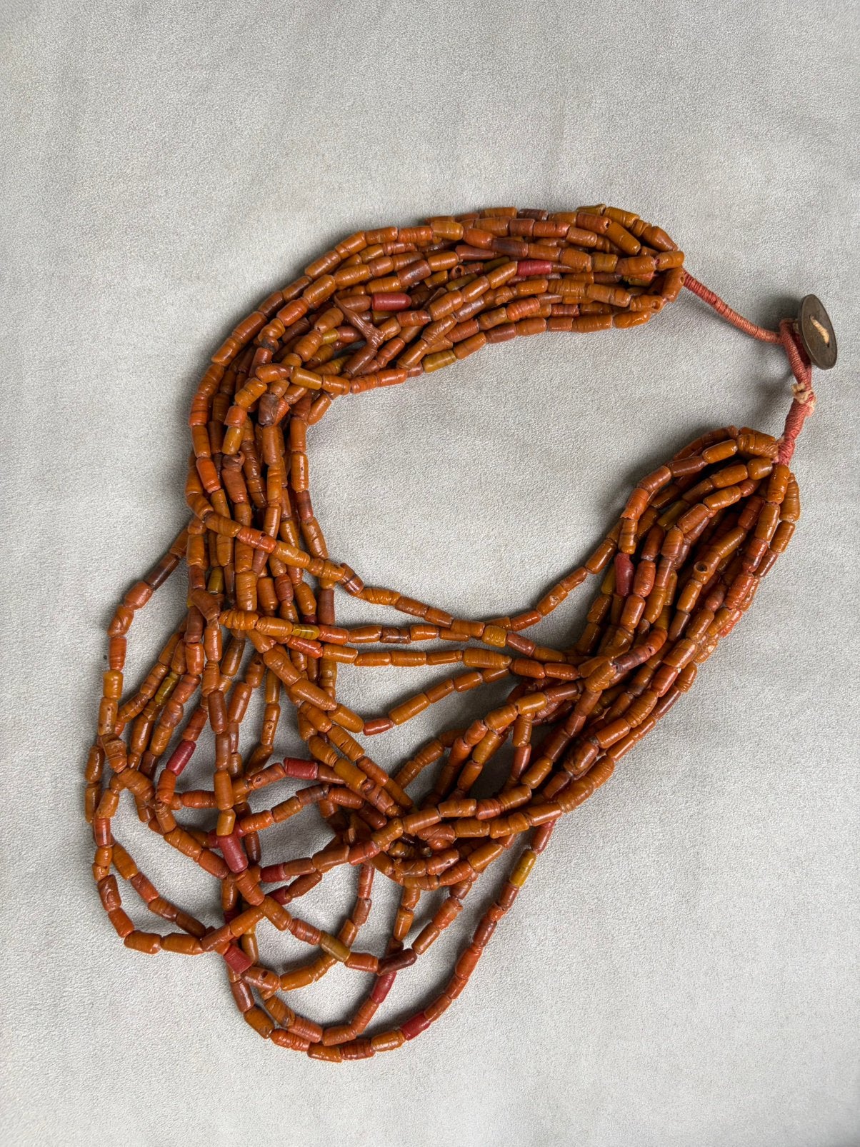 Authentieke, oude ketting uit India van zalm-of bloedkoraal, Sieraden, Tassen en Uiterlijk, Kettingen, Ophalen of Verzenden, Zo goed als nieuw