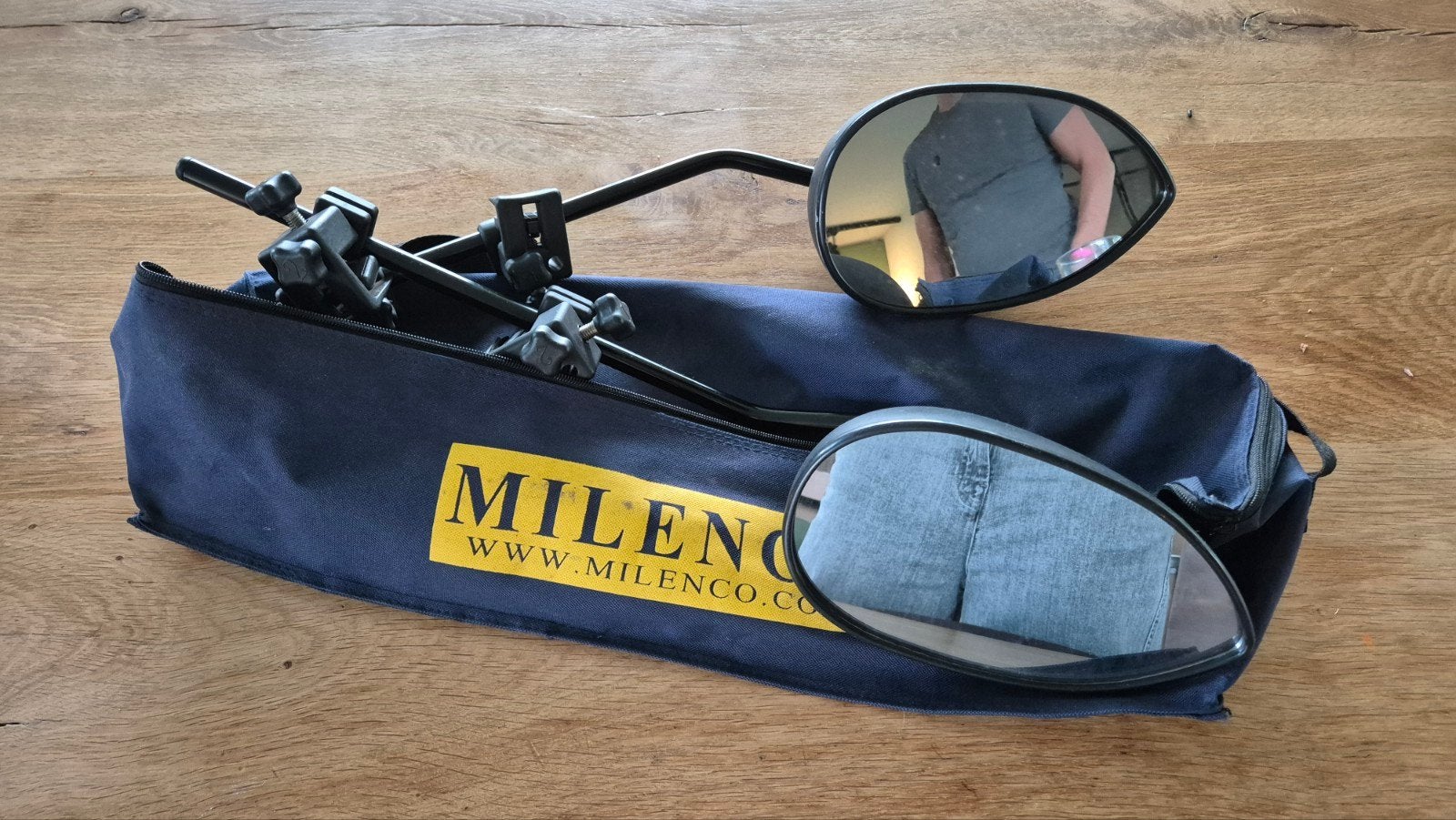 Milenco caravan spiegels in opbergtas, Ophalen, Gebruikt