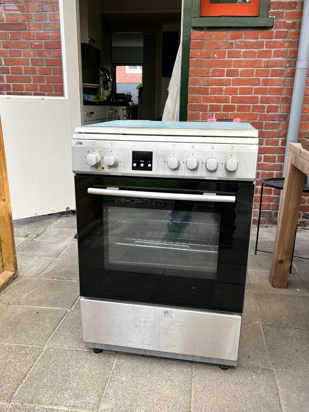 ETNA Gasfornuis met Oven - RVS - vrijstaand, Ophalen, Gebruikt, Hete lucht, 60 cm of meer