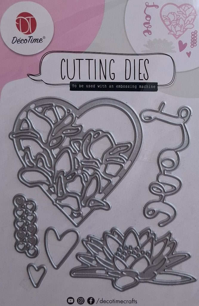 Cutting Dies Snijmal Embossing Love Hart Bloemen Waterlelie