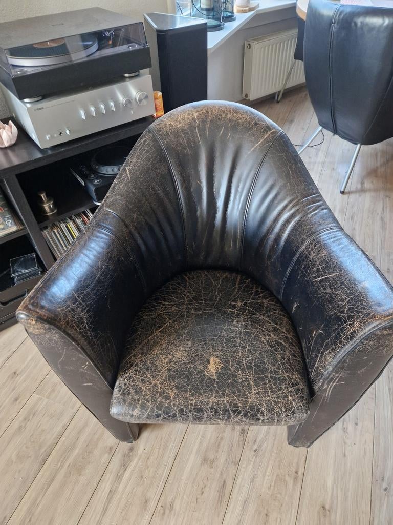 Leolux Sjamaan fauteuils (twee stuks), Huis en Inrichting, Fauteuils, Ophalen, Gebruikt, Minder dan 75 cm, Leer
