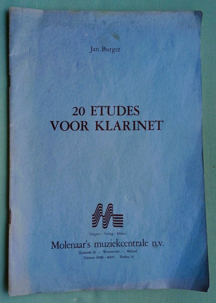 20 Etudes voor klarinet  -  Jan Burger, Muziek en Instrumenten, Ophalen of Verzenden, Gebruikt, Les of Cursus, Klassiek
