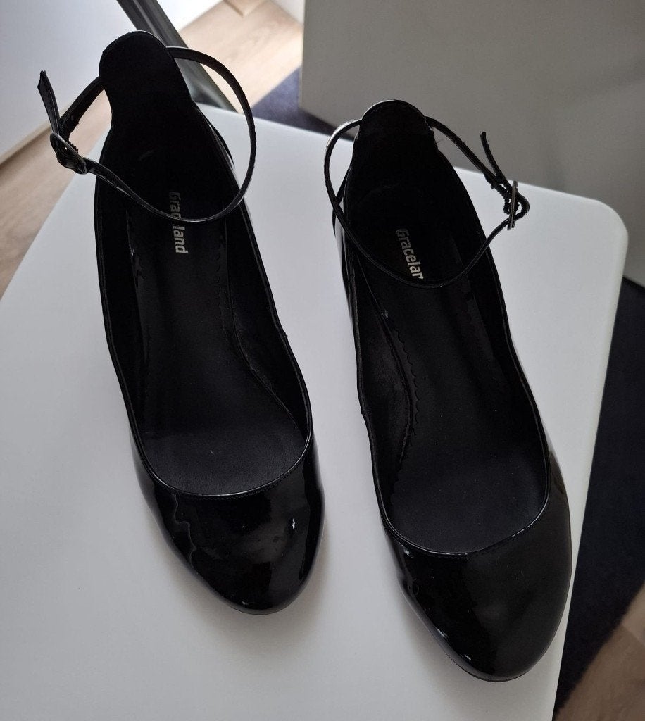 Zwarte lak ballerina's, Ophalen, Zwart, Ballerina's, Zo goed als nieuw