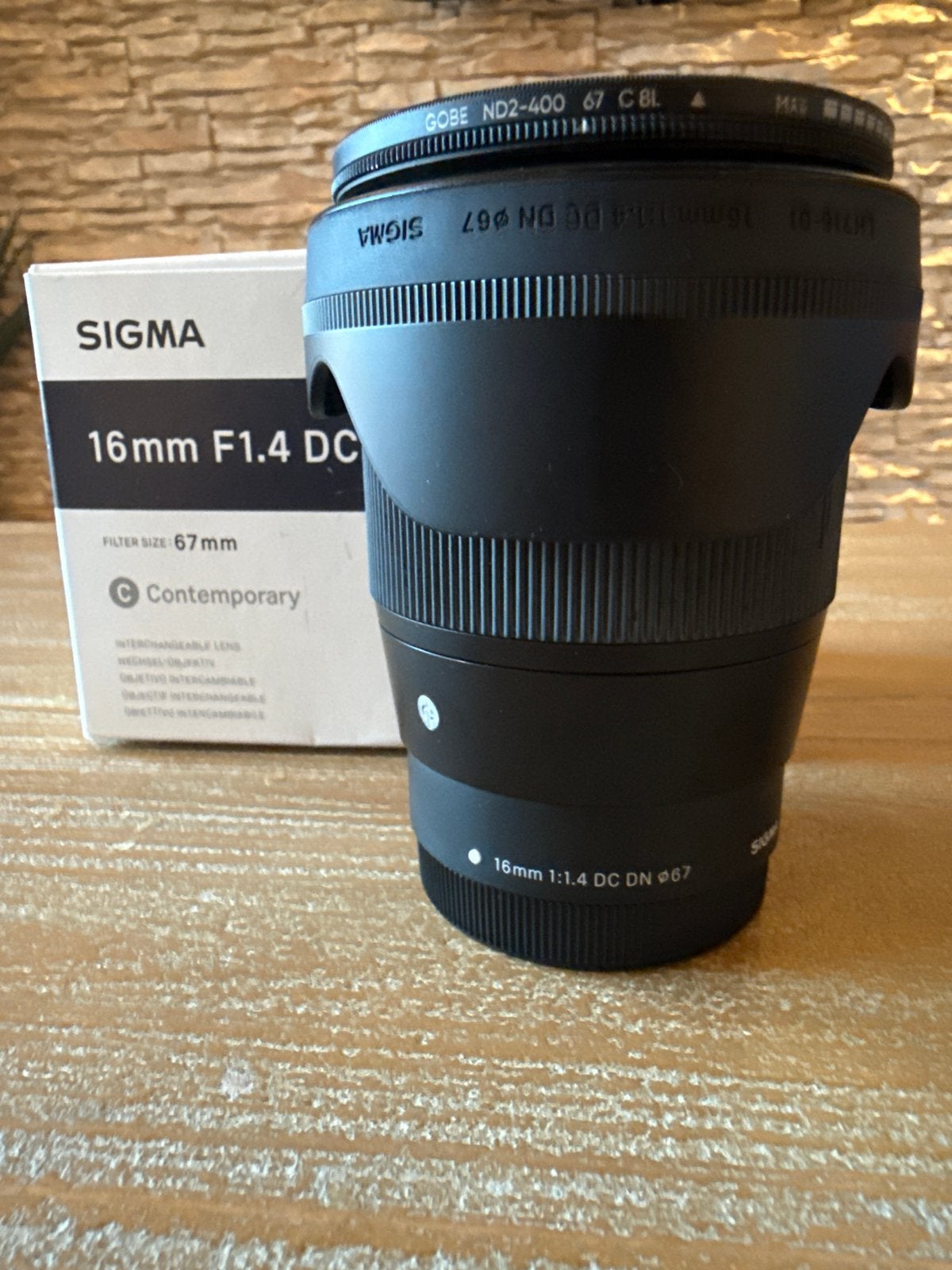 Sigma 16mm F1.4 DC DN Contemporary lens met Gobe ND2-400 fil, Audio, Tv en Foto, Ophalen, Sony E-mount, Sigma, Autofocus