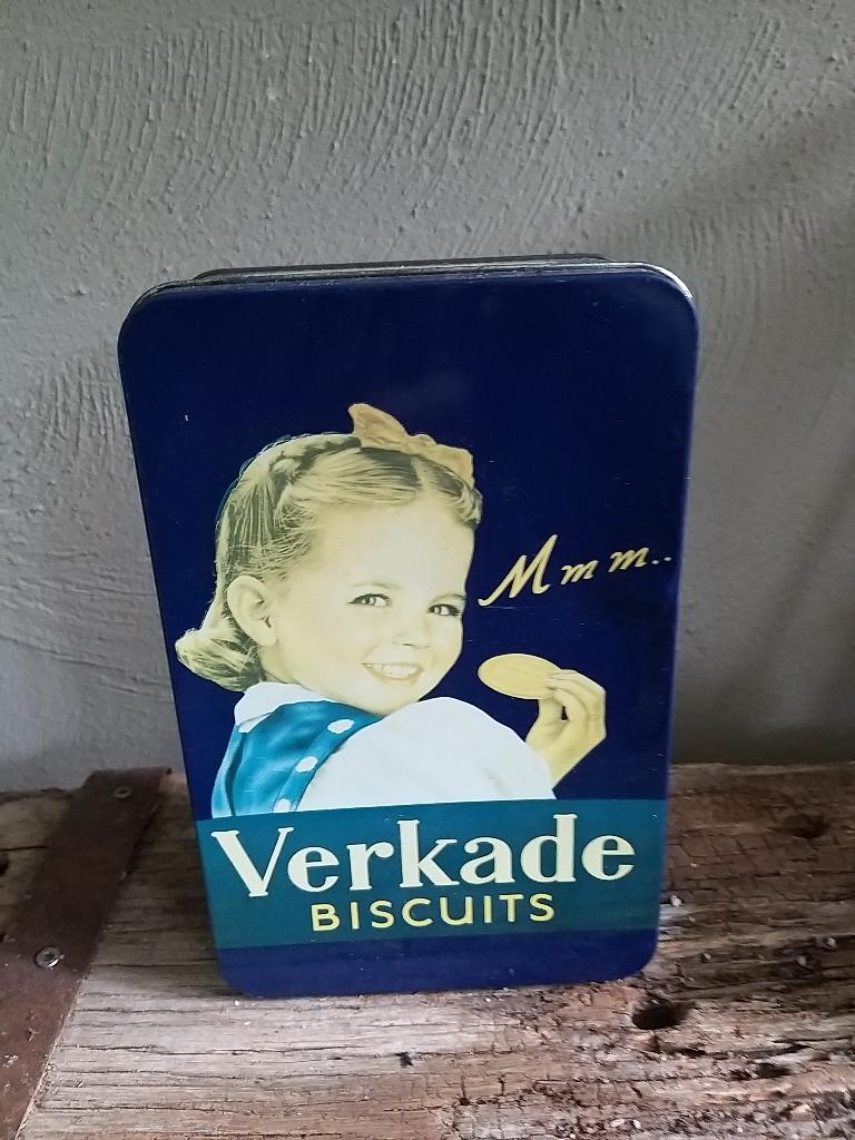 verkade biscuits blik, Verzamelen, Blikken, Ophalen of Verzenden, Gebruikt, Koek(jes), Verkade