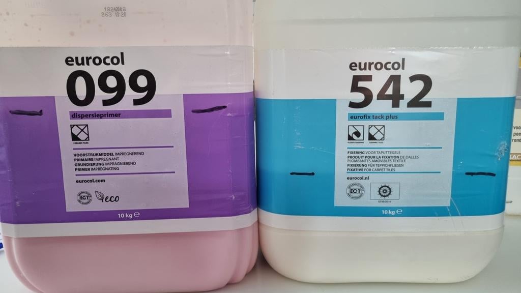 Eurocol 099 (voorstrijk) + 542 (fixering), Doe-het-zelf en Verbouw, Vloerdelen en Plavuizen, Gebruikt, Overige typen, Overige materialen