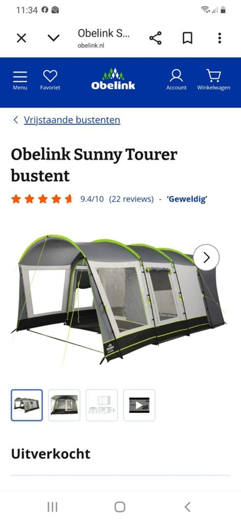Obelink Sunny Tourer bustent - Vrijstaande bustent, Ophalen of Verzenden, Zo goed als nieuw, Tot en met 4